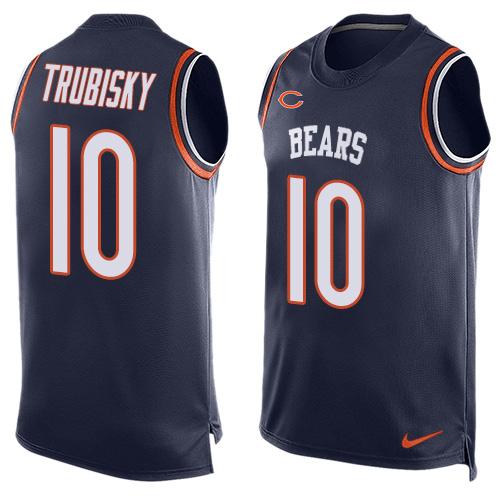 Nike Bears #10 Mitchell Trubisky Navy Blue Team Color Men's Stitched NFL Limited Tank Top Jersey